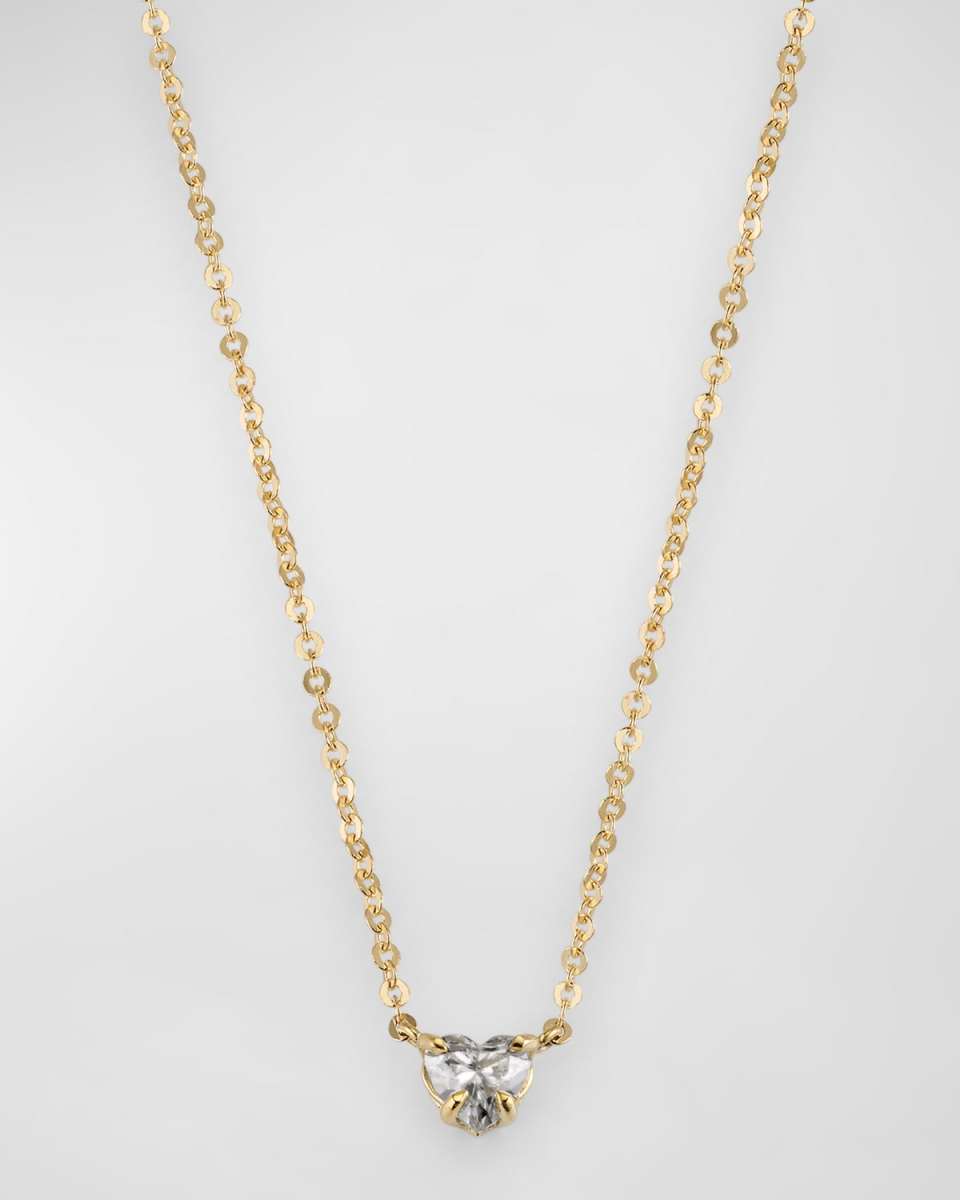 18K Yellow Gold Heart Diamond Necklace
